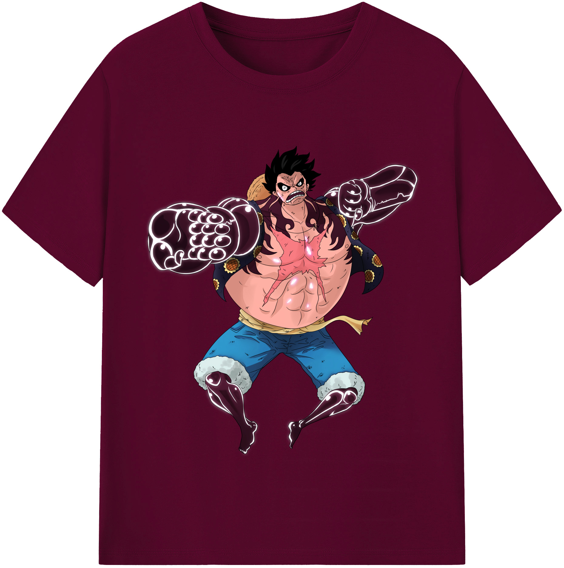 ワンピース モンキー・D・ルフィ ONE PIECE Monkey D. Luffy レディースカジュアルプリントTシャツ（綿100％）